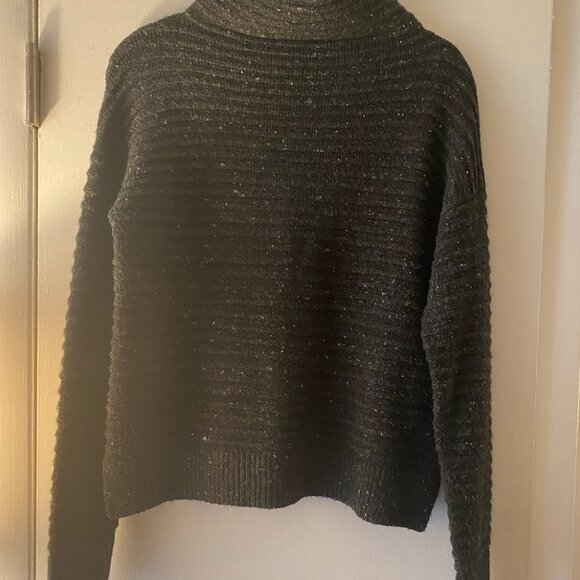 Madewell Donegal Mockneck Small Sweater w/ Coziest Yarn, Charcoal Flecked - Picture 4 of 4